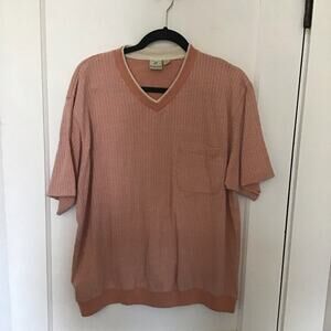 Vintage Haband coral v-neck pullover short sleeve top xl